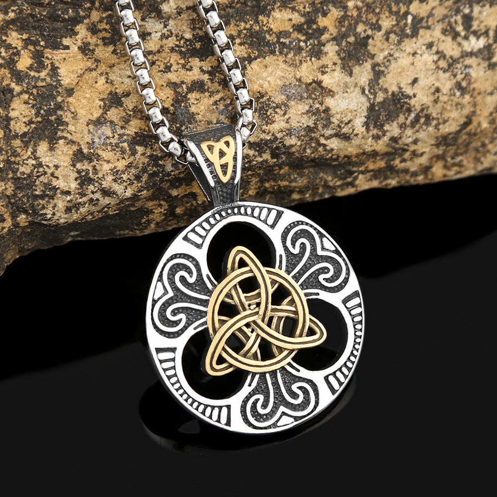 Viking Ireland Concentric Knot Stainless Steel Pendant Fashion Personality Round Brand Titanium Steel Necklace Men