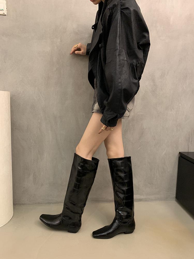 British retro thick heel high boots knight boots women's boots autumn and winter sleeve boots knee boots straight boots