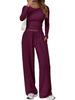 Fashion Casual Set Sport Yoga Autumn Winter Solid Color Crew Neck Long Sleeve For Women