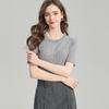 Women's Lightweight Striped Wool-Blend Knit Short-Sleeve Top