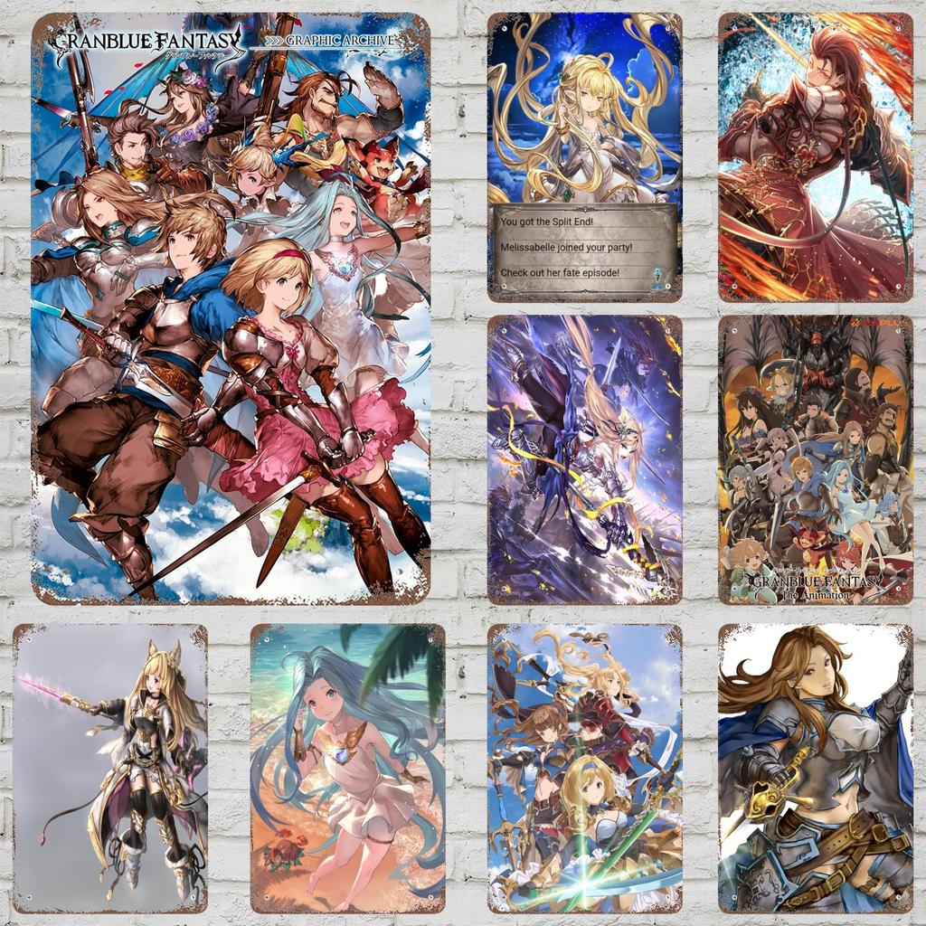 granblue fantasy cartoon Decor Poster Vintage Tin Sign Metal Sign Decorative Plaque for Pub Bar Man Cave Club Wall Decoration