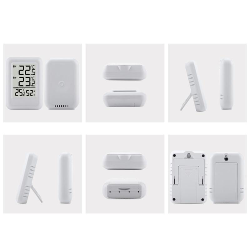 Compact Digital Temperature Humidity Monitor Wall Mountable Wireless Sensor With 24H Data Records And Low Battery Alerts