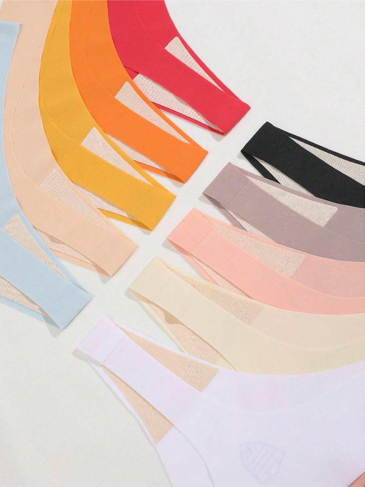 8PCS/Set Seamless Ice Silk Panties Women V-Waist Underwear Sexy Sports Briefs Panties Female Soft Ultra-thin Lingerie G-string