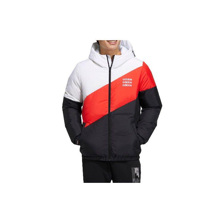 Adidas Neo Contrast Panel Warm Down Jacket With Hood Men Outerwear White Colorblock H45268