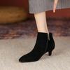 Krazing Pot Cow Suede Winter Round Toe Med Thin Heels Modern Boots Women Big Size 43 Zipper Basic Clothing Ankle Boots