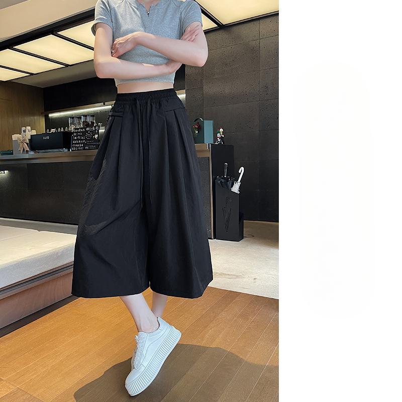 

Юбка-брюки Ice Silk с длиной семь четвертей, широкие брюки для женщин летом, тонкая свободная узкая юбка большого размера, повседневная юбка Yamamoto прямого кроя XL