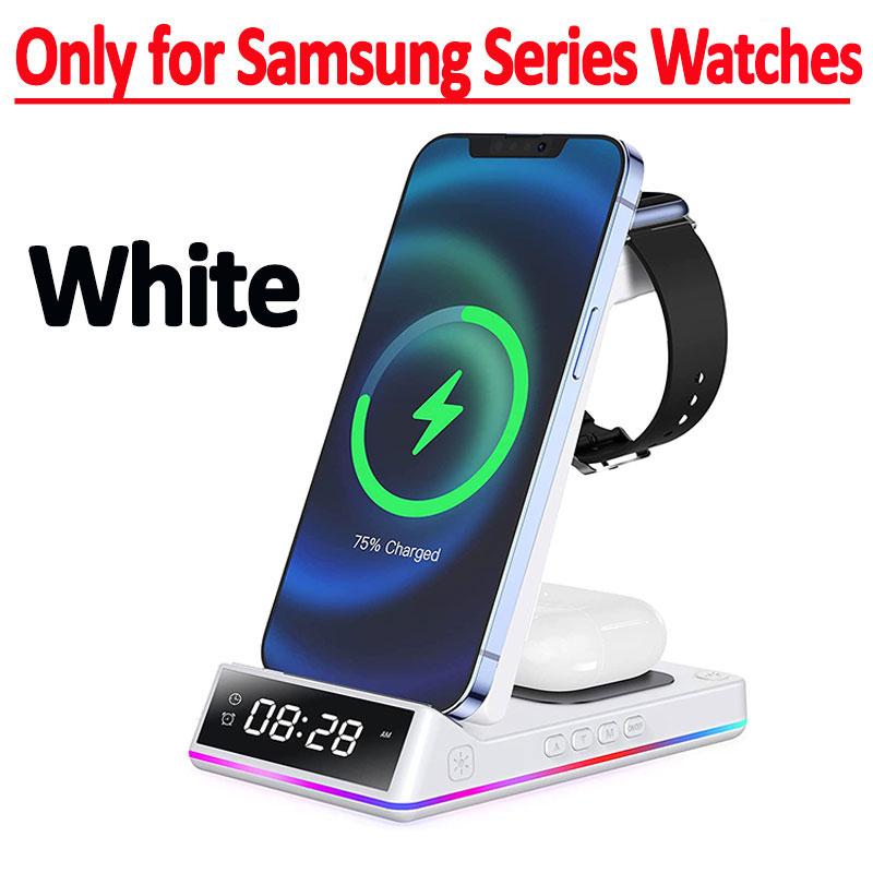 5 In 1 30W Foldable Wireless Charger Stand RGB Dock LED Clock Fast Charging Station for iPhone Samsung Galaxy Watch 5/4 S22 S21