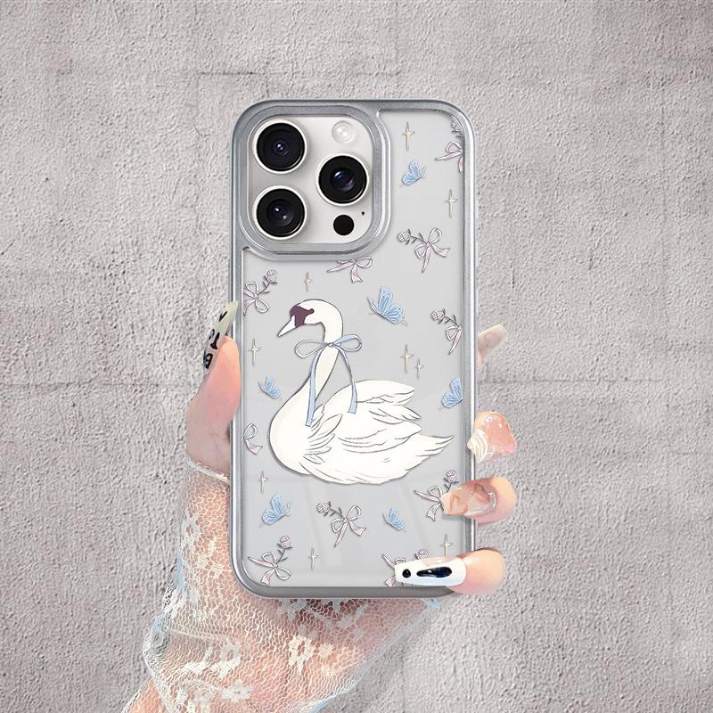 

Butterfly Swan Ribbon Case for iPhone 16/16 Pro/16 Plus/16 Pro Max - Cute & Trendy iPhone 14 Pro Max