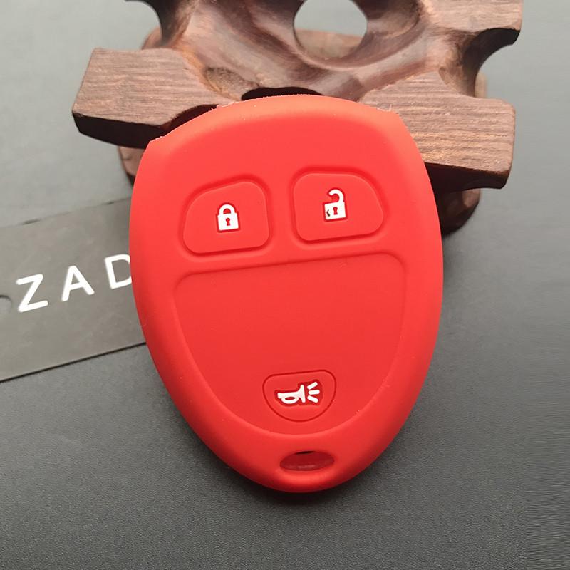ZAD Silicone rubber car key cover case for GMC for Chevrolet Captiva Acadia Yukon For Buick Enclave 3 button remote smart key красный