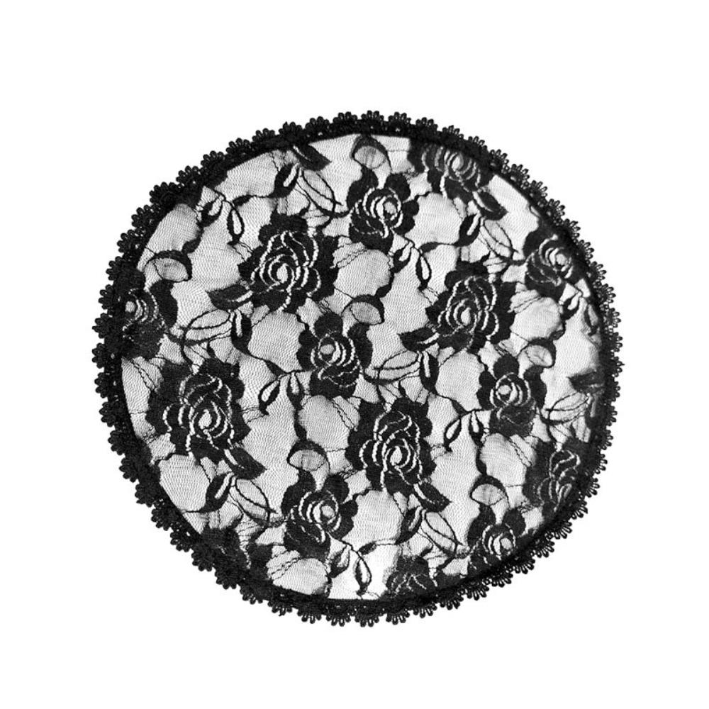 

Round Floral Head Cover Romantic Bandana Soft Comfortable Lace Veil Girl Style A Black