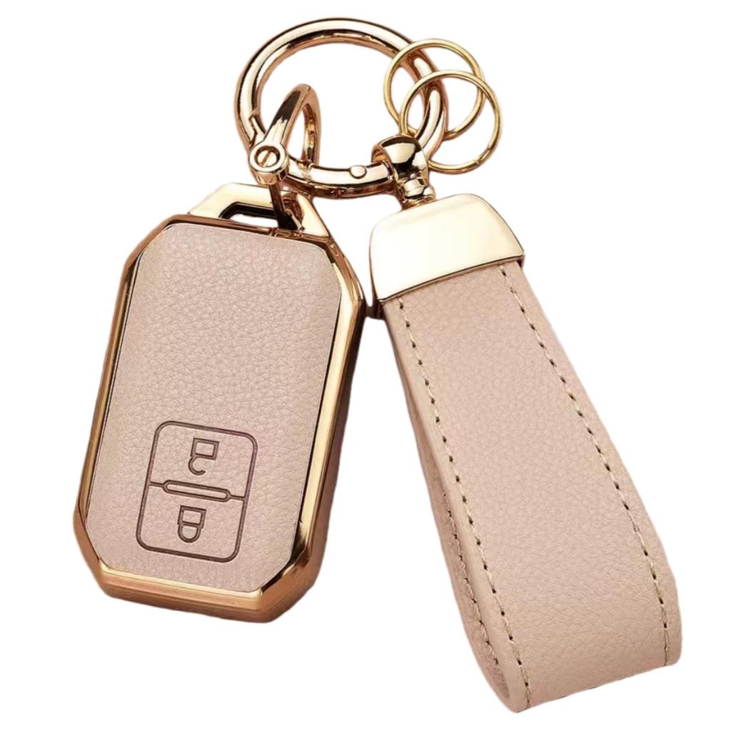 WiiLemz Key Case for Suzuki and Synthetic Leather with TPU Key Cover Spacia, Solio, Hustler, Jimny, Ring, 2-Button