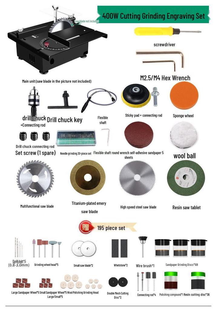 400W Portable Mini Table Saw for Woodworking - Compact Sliding Electric Saw