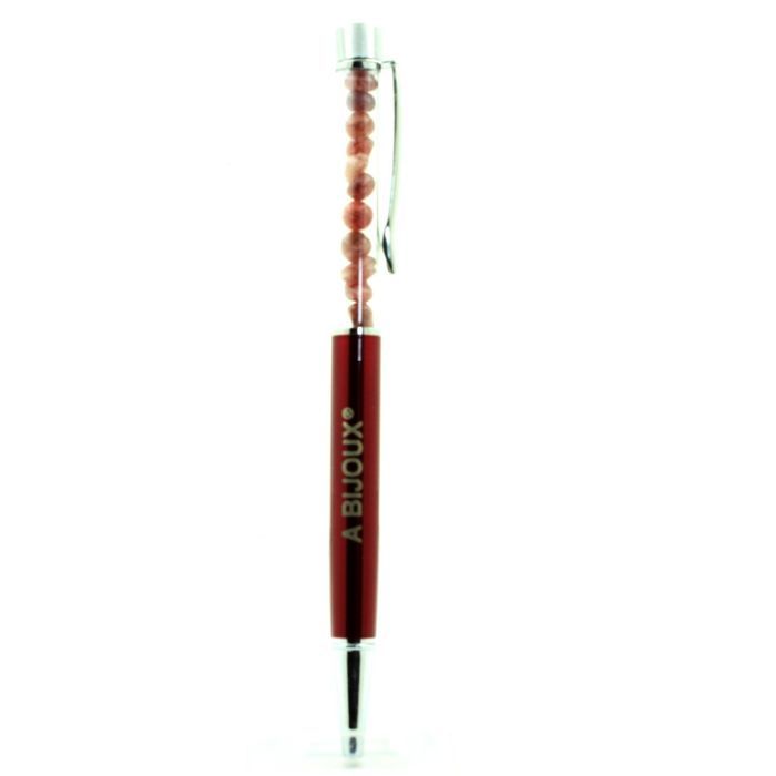 Stones and Minerals. Brazilian Ruby Mineral Pen. Bordeaux Red Color.
