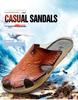 Plus Size Men's Breathable Leather Closed-Toe Sandals - Lightweight One-Strap Casual Beach Shoes