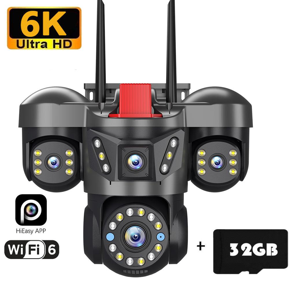10K 20MP UHD Outdoor WiFi IP Camera Four Len Four Screen 360° 16X Zoom PTZ Security Cam Auto Tracking CCTV Wireless Surveillance