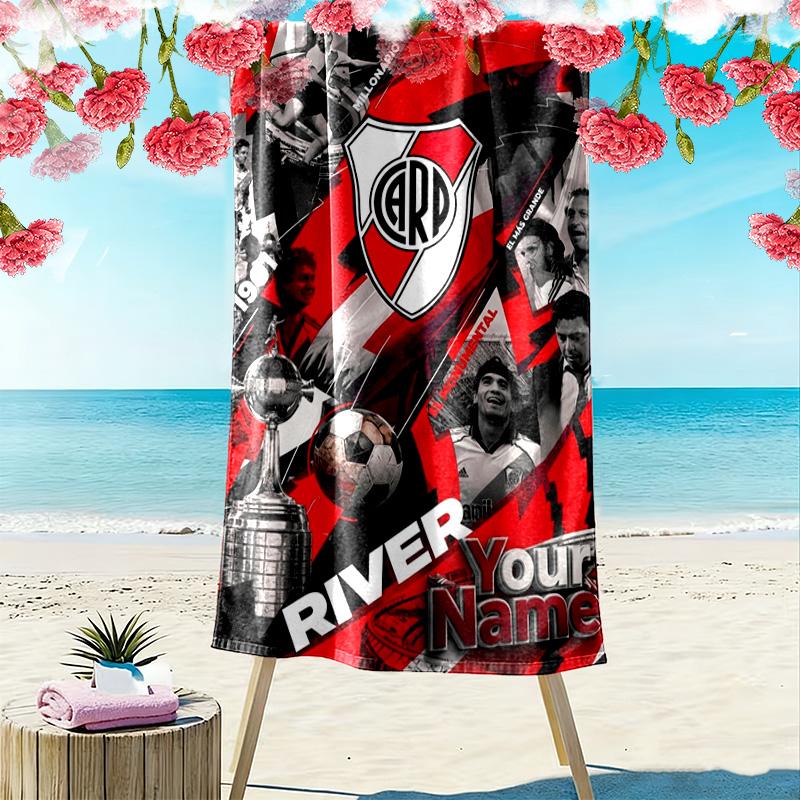 Name Benutzerdefinierter River Plate Druck Strandtuch, Großes Weiches Schnelltrocknendes Handtuch für Strand Camping Schwimmen