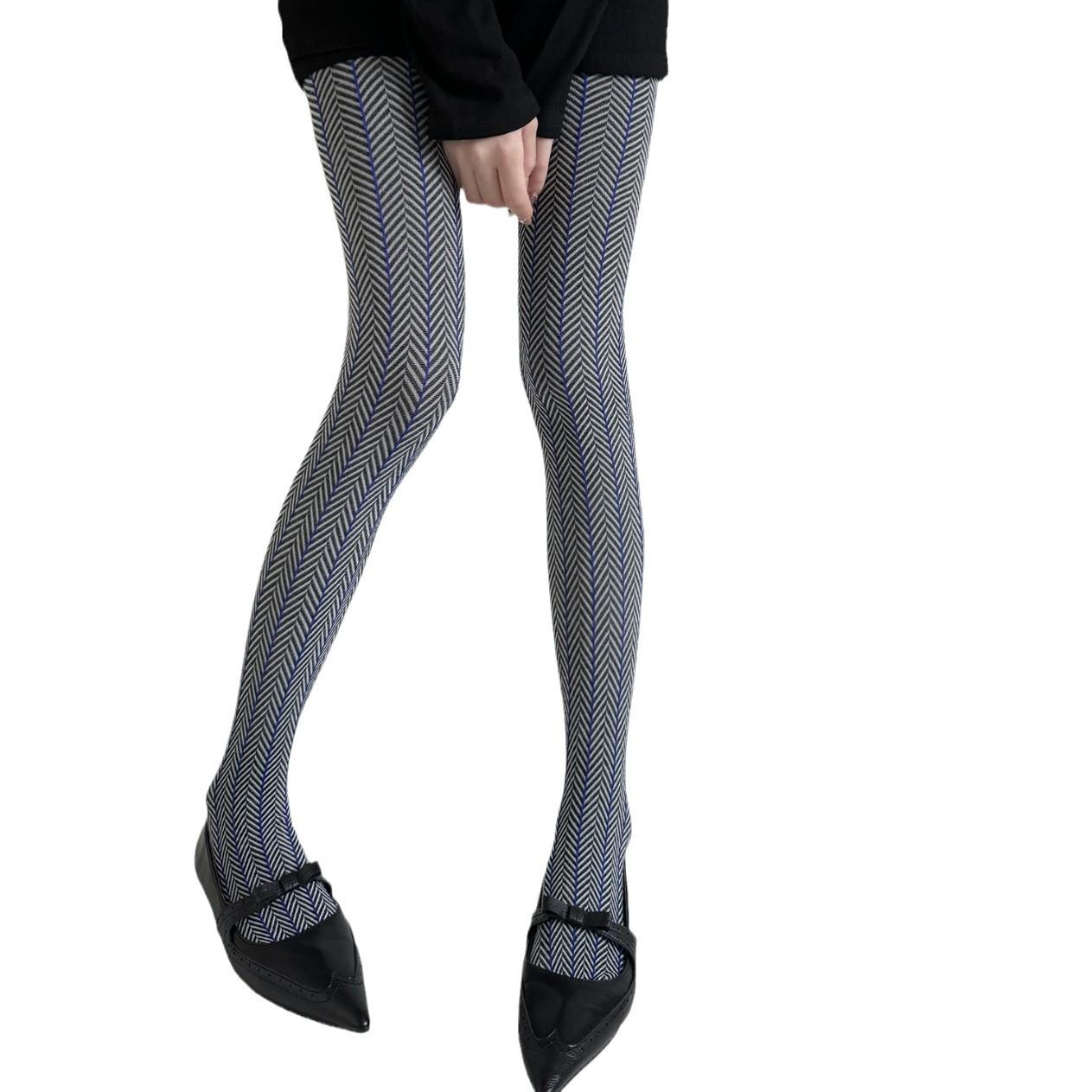 Yiran Sexy Lingerie Women's Tights Color Matching Striped Thigh High Stockings Pantyhose Lingerie Sexy Slim Stockings Tight Pantyhose Knitted Leggings Cm