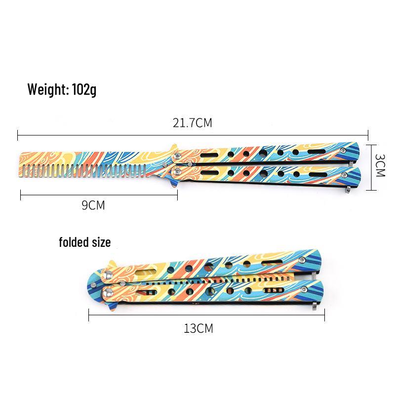 3D Butterfly Trainer Comb for Hand Practice - Unsharpened Pompadour Style CSgo Knife.
