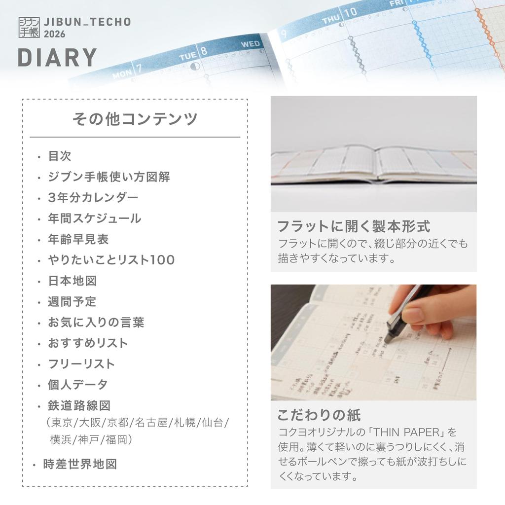 KOKUYO Jibun Techo Diary 2026 Refills, Monthly and Weekly, A5 Slim, Ni-JR-26, November 2025 Start