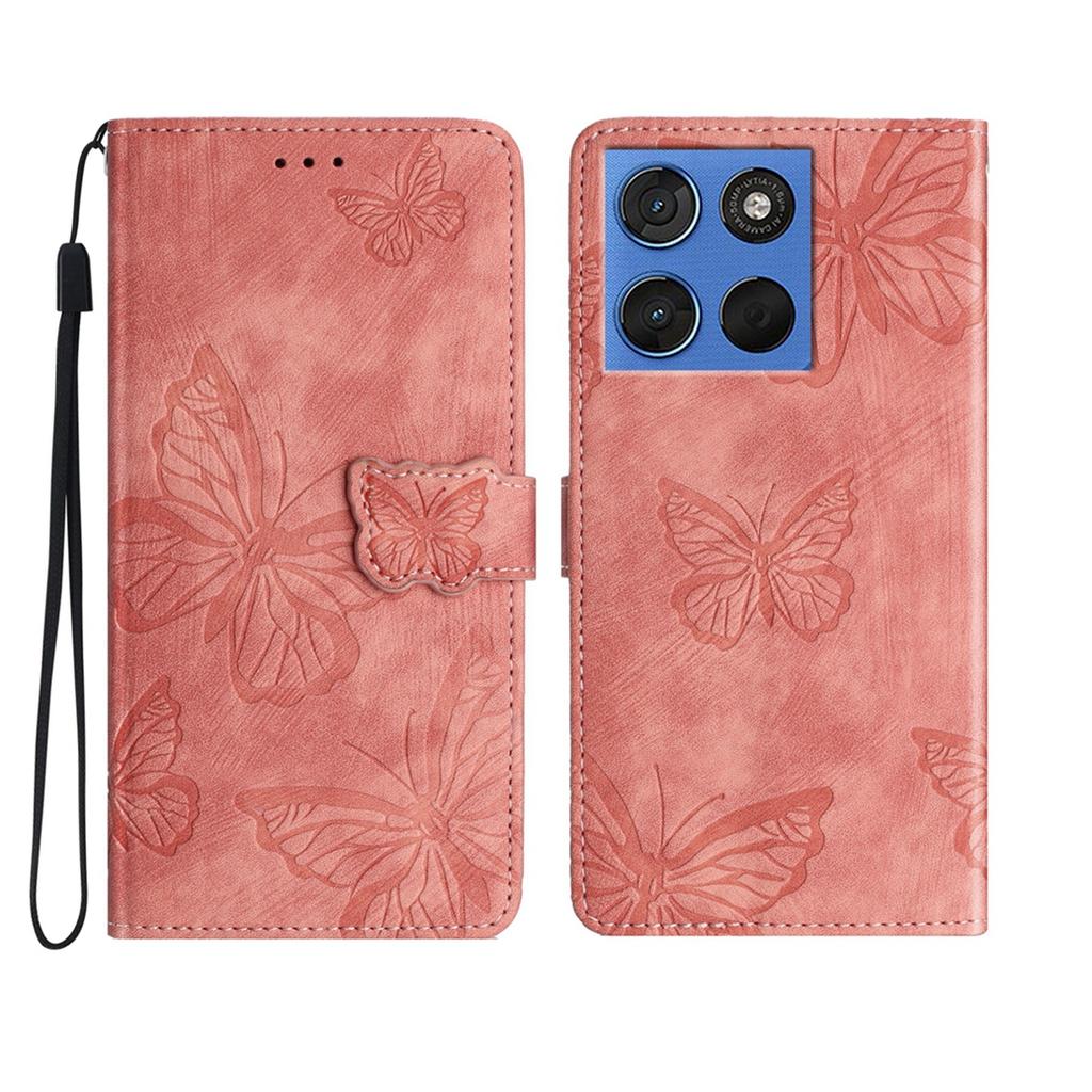 For Motorola Moto G57 5G Case Butterfly Design Flip Wallet Leather Phone Cover Skin-Touch