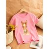 European sizes Cute Donkey Print Girls' Round Neck T-Shirt, Casual Soft and Adorable Daily Top, Premium Choice for Animal Lovers