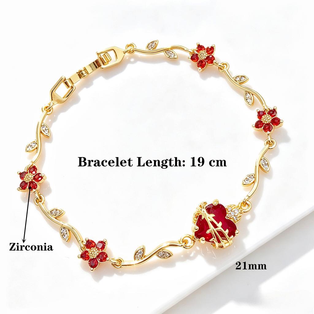 New Design Flower Chain Heart Shaped Crystal Cross Bracelet Lucky for Women Girls Daily Party Jewelry Birthday Gifts