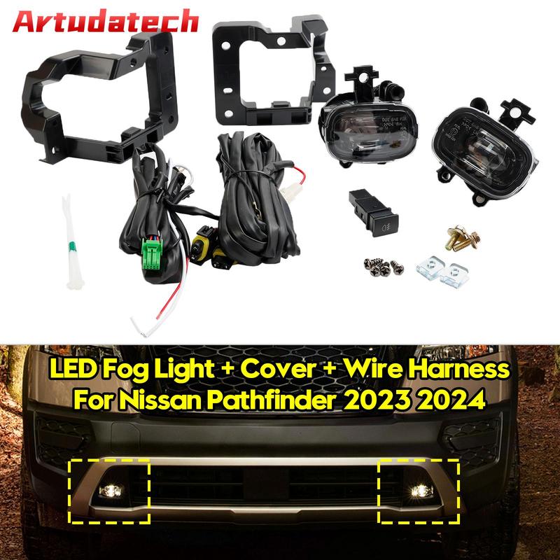 Artudatech Front Bumper LED Fog Light + Cover +Wire Harness For Nissan Pathfinder  2024