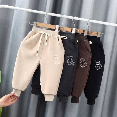 Inverno crianças veludo de pelúcia ao ar livre calças esportivas engrossar calças quentes meninos meninas para baixo calças