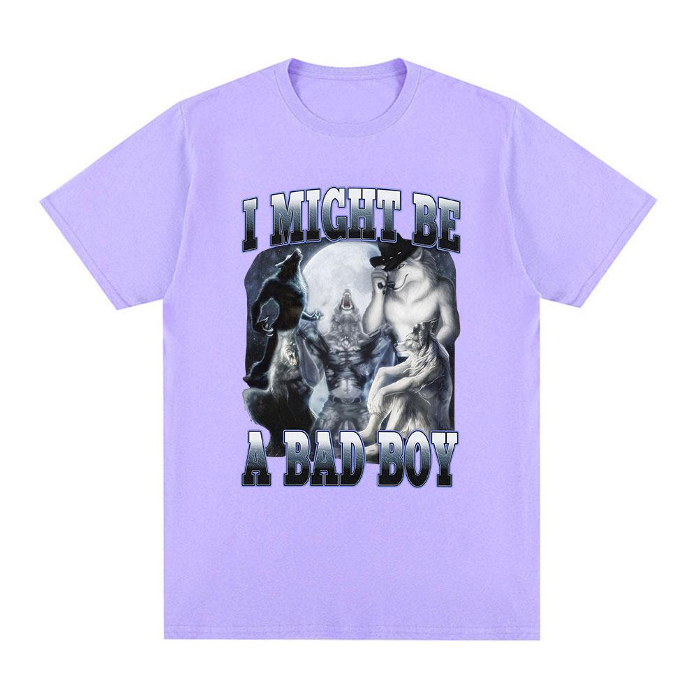 Alpha I Might Be A Bad Boy Wolf Funny Meme Graphic T Shirt Men Women Fashion Vintage Short Sleeve T-shirt Casual Cotton T-shirts