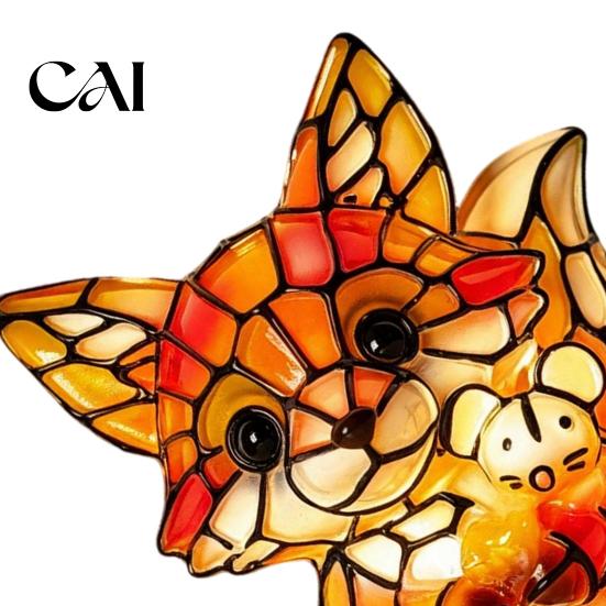 Gift for Animal Lovers Vintage Stained Glass Style Desk Lamp, Cute Night Light, Decorative Exquisite Desktop Ornament Home Reading Lamp