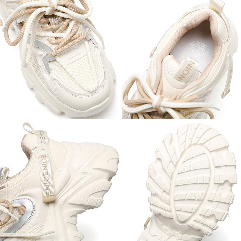 2025 Women's Shoes Platform New Double Net Breathable Korean Version Casual Height Increase and Thinness Versatile Trendy Shoes Female Dad Shoes