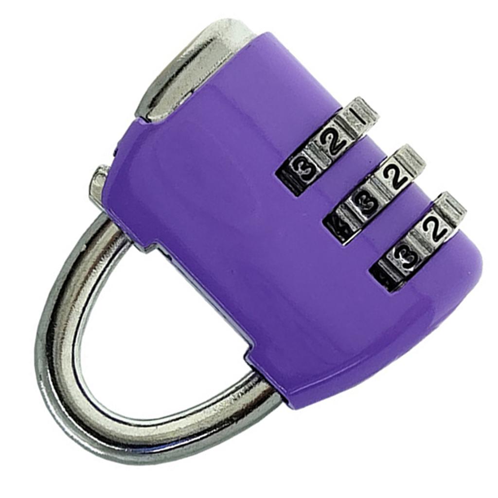 Padlock 3 Digit Combination Lock Security Heavy Duty Zinc Alloy Luggage Locks for SuitcasePurple