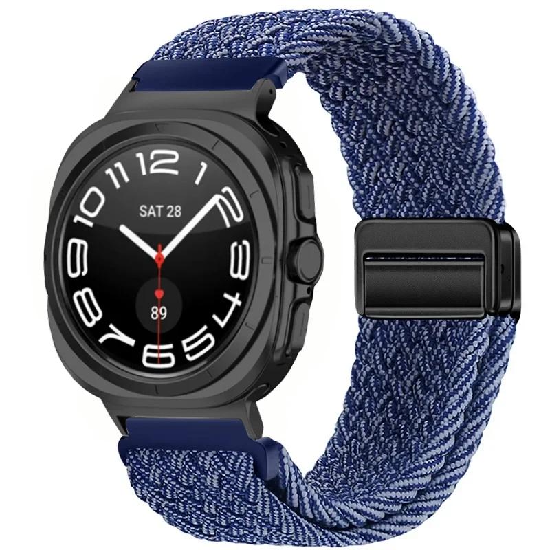 Gevlochten Nylon Lusband Voor Samsung Galaxy Watch Ultra 47mm Magnetische Armband Polsband voor Galaxy Watch 8 Ultra 2026 47mm Band