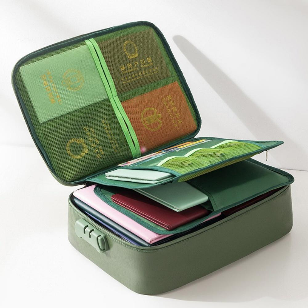 Fireproof Document Bag Multi-Layer Document Tickets Storage Bag with lock File Organizer Case Home Travel Passport Briefcase