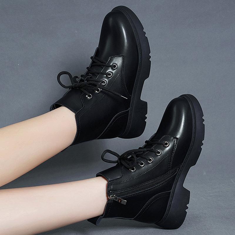 

Women Autumm Winter Side Zipper Short Boots Daily Outdoor Office Thick Heel Ankle Boots Nightclub Party Banquet Warm Plush Boots 34