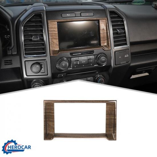 

Wood Grain Inner Dashboard Navigation GPS Cover Trim for Ford F-150 2015-20 ABS