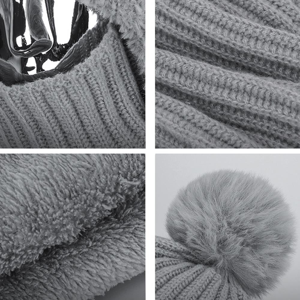 Women Winter Balaclava Hat Mask Neck Integrated Ear Protection Knitted Wool Hooded Cap Fleece Lined Windproof Wool Knit Ski Cap