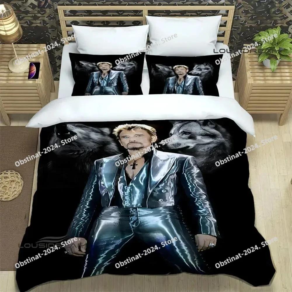 rock star Johnny Hallyday Bedding Set Duvet Cover Full Queen King Size Pillowcase Printed Bed Set Aldult Kid Bedroom Single Twin