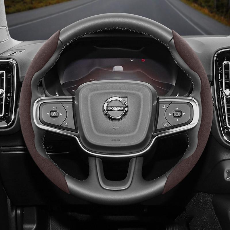 Suitable for Volvo Anti-Slip Buckle Segmented Suede Steering Wheel Cover Suitable for V40 V70 S60 C30 S40 S90 Xc90 Xc70 Xc Vnr