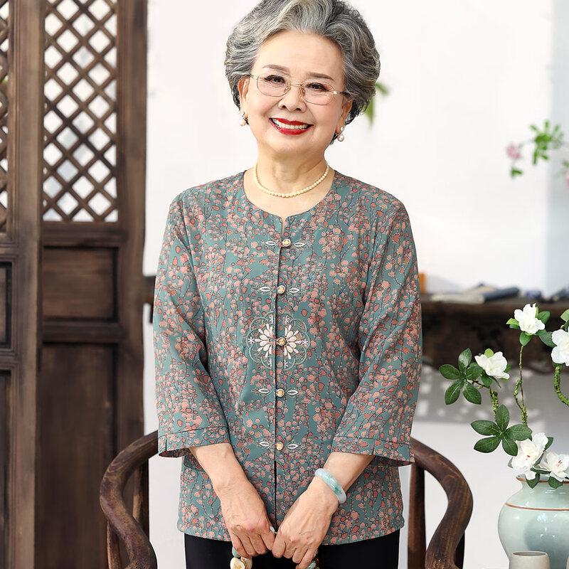 

Yuzhaolin Embroidered Seven-Sleeve Round Neck Blouse 3XL