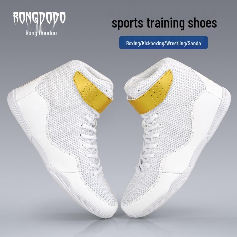 Sanda High Top Boxing & Wrestling Shoes - Unisex Shock Absorption for Training & Fitness