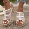 Fashion 2025 New Hollow Out Wedge Heel Sandals Women Summer Peep Toe Platform Sandles Woman Back Strap Thick Sole Rome Shoes Female 43