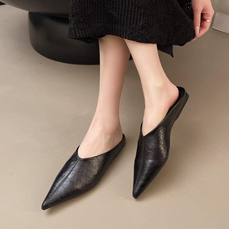 Fashion Pointed Toe Women Flats Slippers Mules Shoes New In 2025 Luxury Summer Female Slides Ladies Slippers Flats Sandals Shoes