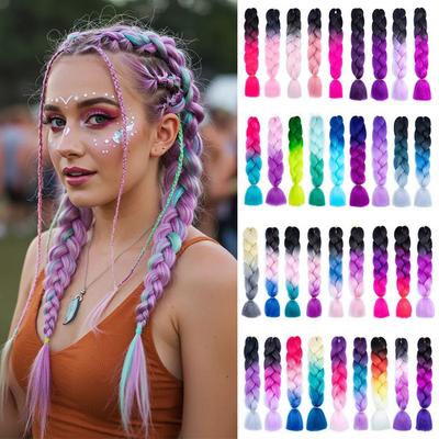 1pc Synthetic Long Straight Braid Ponytail Extensions Wrap Around Colorful Natural Soft Braid Ponytail Wig For Women Daily Wear