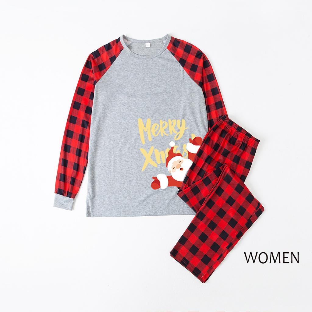 Men's Long-sleeved Plaid Printing Two-piece Parent-child Christmas Pajamas