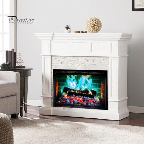 Removable PVC Wall Decor Fireplace Flame Decal, Vintage European Background Sticker, Self-Adhesive Decal Waterproof Mural for Living Room Dining Space