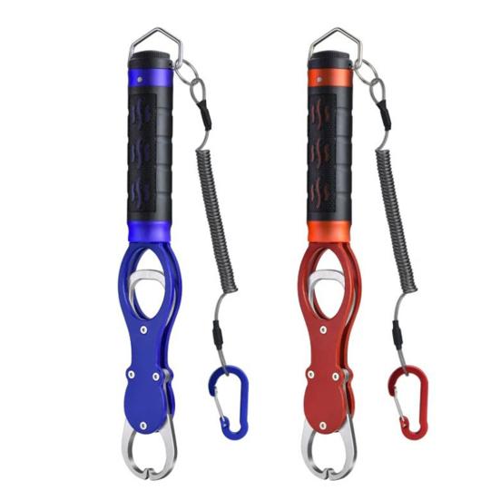 Aluminum Alloy Fish Gripper with Scale Mouth Lip Grabber with Weight Scale Fish Control Clamp Pliers Catcher Tong Fishing Accessories