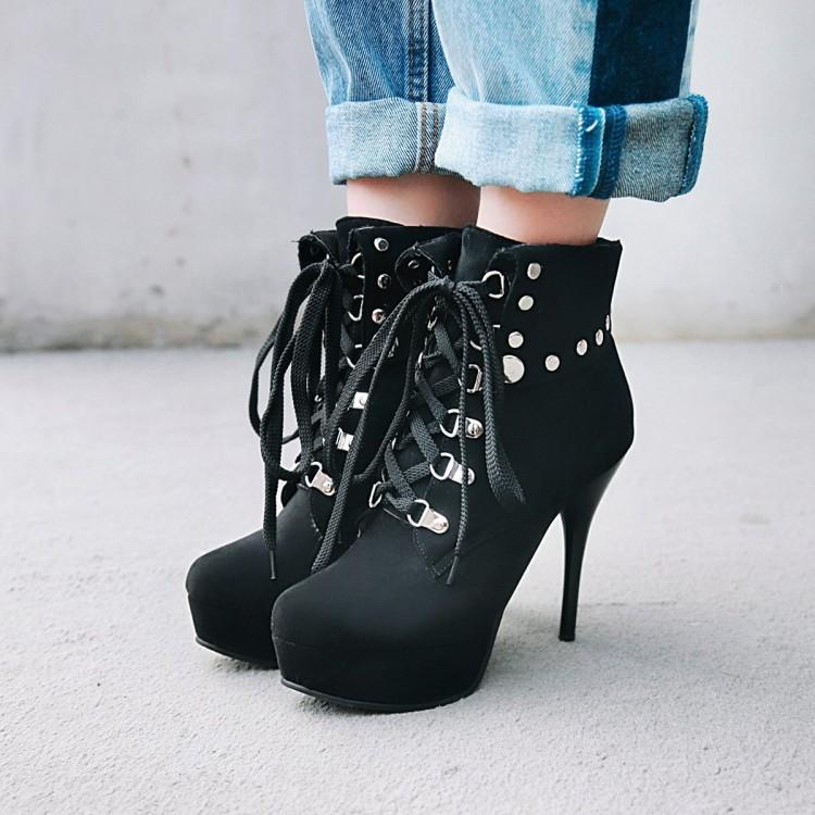 Spring and Autumn Fashion Trend Feminine Super High Heel Frosted Short Boots  Women's Boots