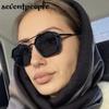 Steampunk Vintage Square Sunglasses Women  Luxury Brand Trendy Metal Polygon Double Beam Sun Glasses Outdoor Shades UV400