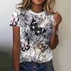 Dámské tričko Butterfly Grafický potisk Léto Krátký rukáv Ležérní Topy Street Fashion Tričko O Výstřih Nadměrné Dámské Oblečení